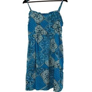 Planet Gold Blue Paisley Strappy Dress XL